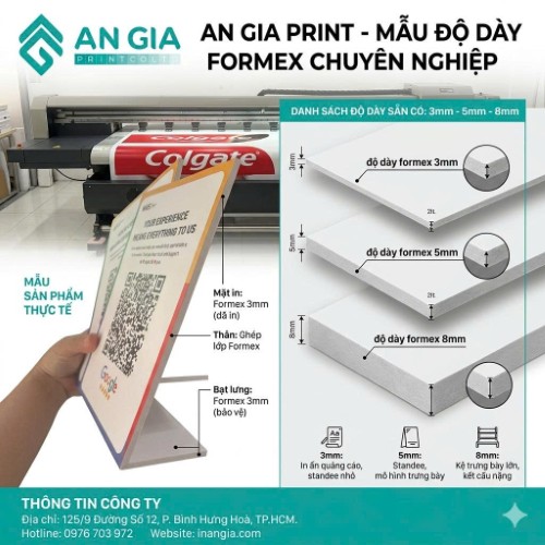 Các thông số độ dày tấm Formex phổ biến để làm standee mô hình